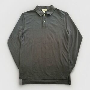 Vintage J.Crew Mens Small Long Sleeve Polo Shirt Black Cotton Pique